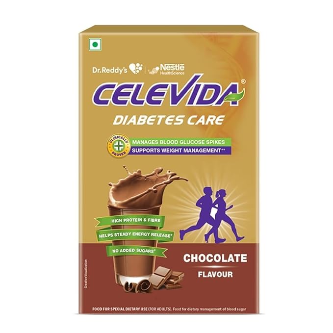 Celevida Diabetes Nutrition | Chocolate Flavour | Plant Based Protein & Fiber Nutrition | Clinically Proven to help in 24 Hour Sugar Control | No Added Sugar | 23 Nutrients | 400g | 16 Servings