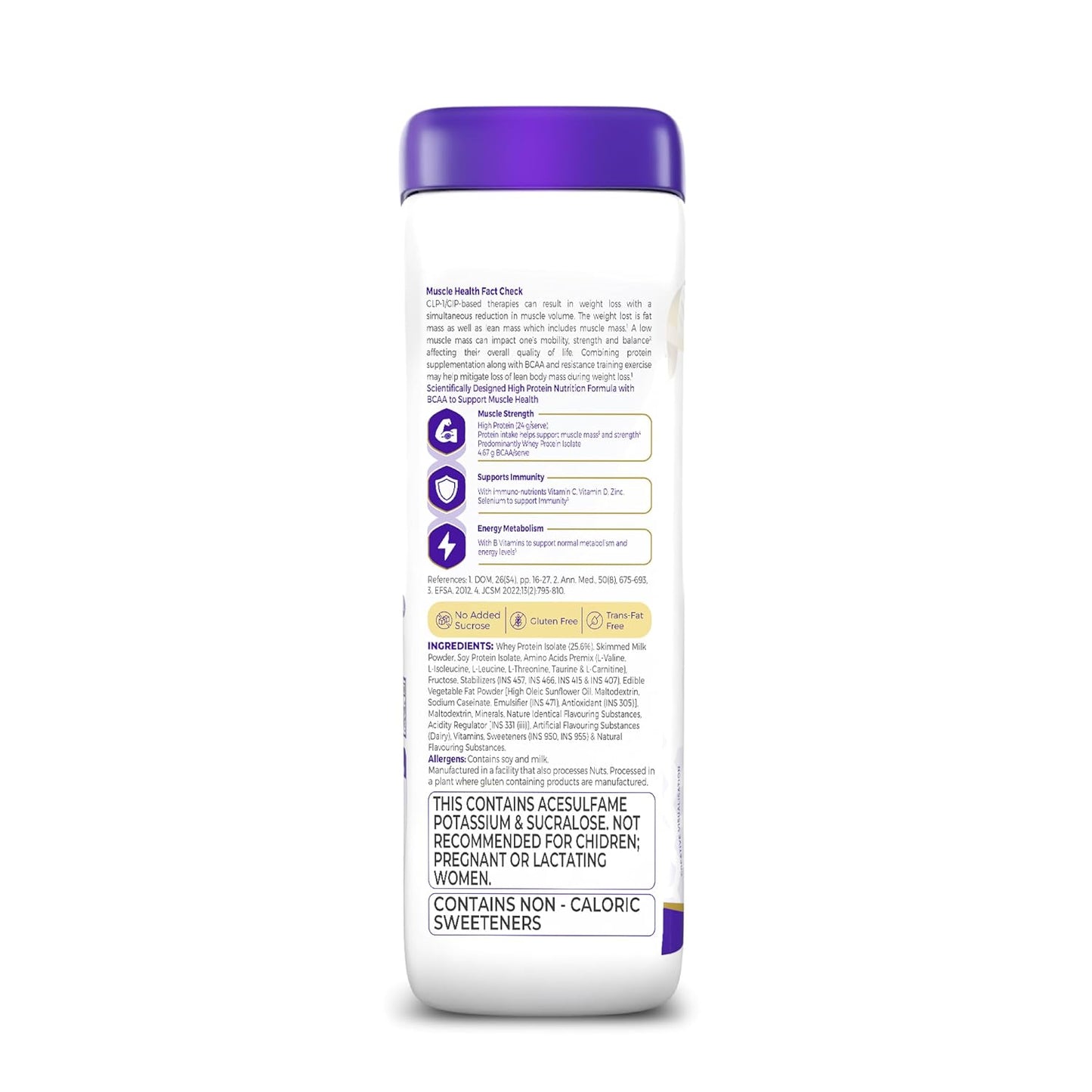 Celevida GLP+ - High protein support for lean muscle preservation during GLP-1/GIP therapies | 24gm protein per serving (predominantly WHEY isolate sourced from Europe) | Contains 100% RDA BCAA - Vanilla Flavour - 350 gm