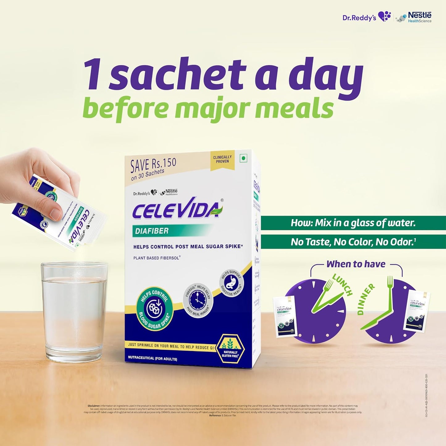 Celevida Diafiber Diabetes Care Product| 100% Plant Based Fibersol Helps Control Post Meal Sugar Spike|Helps delay post meal hunger 360g (Pack of 30 Sachets)